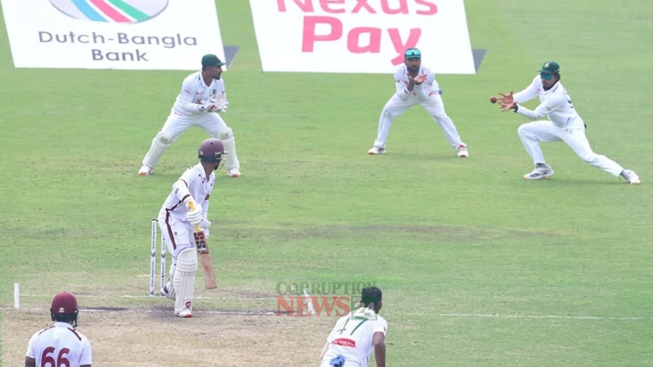 মিরপুর টেস্টে শারীফুলের তৃতীয় ওভারে চন্দরপলের ৫৬ রান, ৬৪‑বলে বিদায়